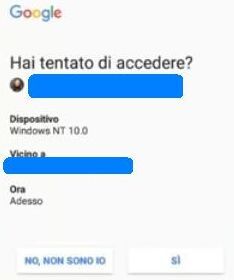 Tentativo di accesso sul cellulare