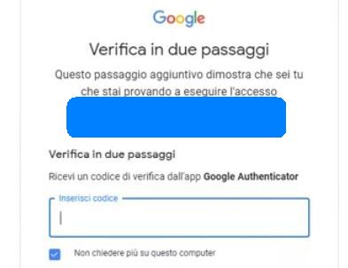 Inserimento secondo codice verifica