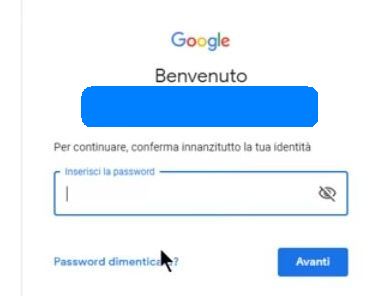 Schermata di riconferma password