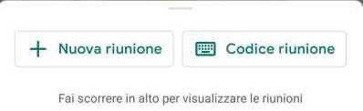 Scelta se nuova riunione o inserimento codice riunione